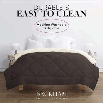 Beckham Hotel Collection Goose down Alternative Reversible Comforter - All Season - Premium Quality Luxury Hypoallergenic Comforter - Full/Queen - Grey/Black