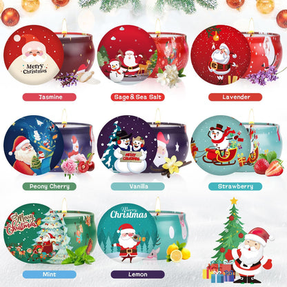 Christmas Candle Set, 8 Pack Christmas Scented Candles Gift Set, Bulk Stocking Stuffers for Coworkers Adults Women, Small Aromatherapy Candles Gift Baskets for Birthday Decoration Holiday