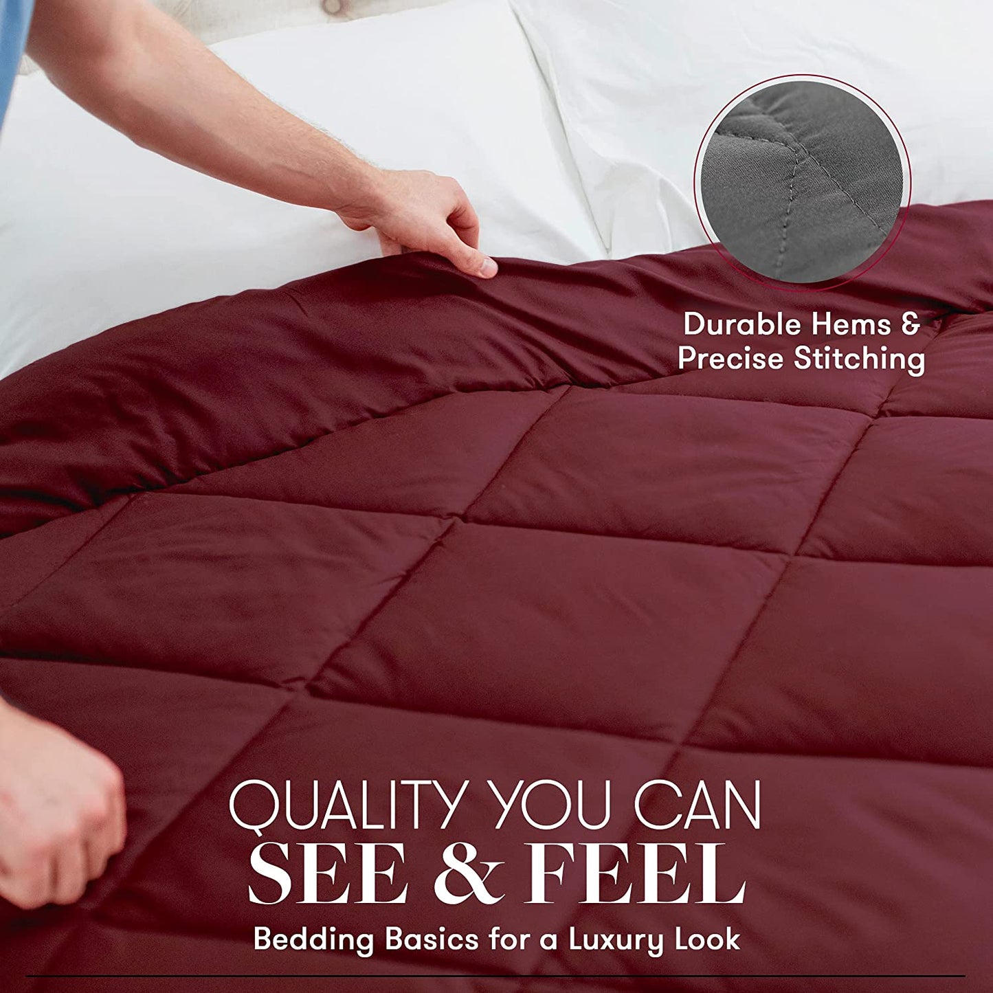 Beckham Hotel Collection Goose down Alternative Reversible Comforter - All Season - Premium Quality Luxury Hypoallergenic Comforter - Full/Queen - Grey/Black