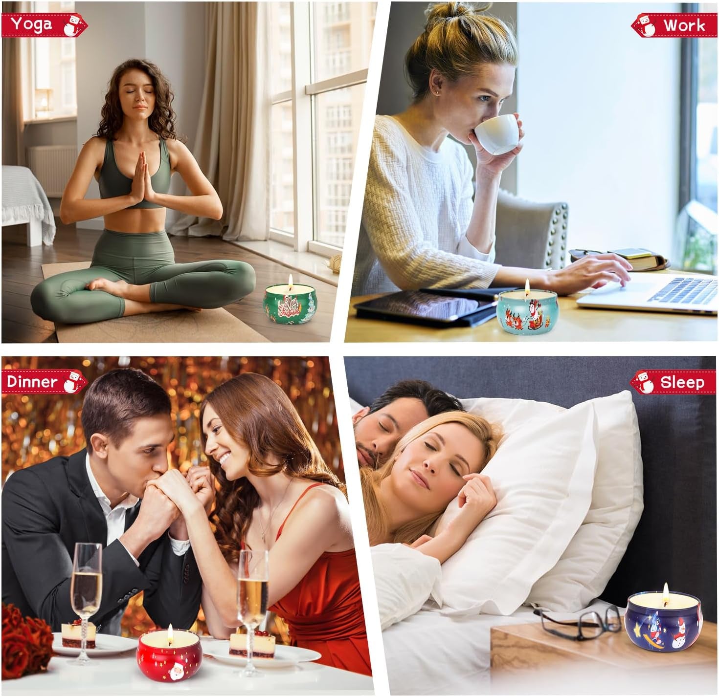 Christmas Candle Set, 8 Pack Christmas Scented Candles Gift Set, Bulk Stocking Stuffers for Coworkers Adults Women, Small Aromatherapy Candles Gift Baskets for Birthday Decoration Holiday